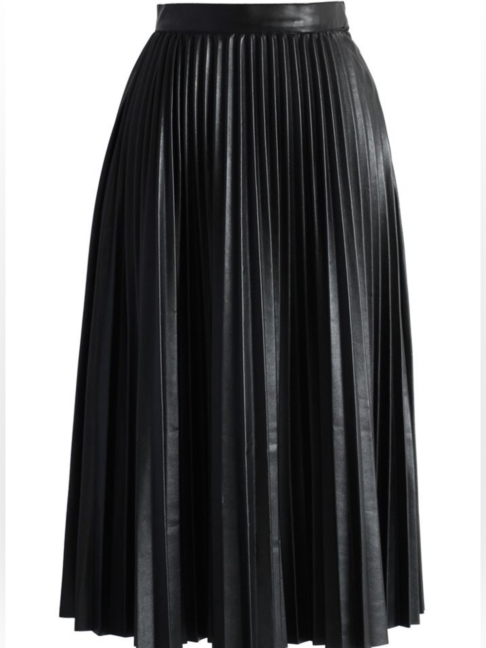 Beulah Black Pleated Midi Skirt Sz L